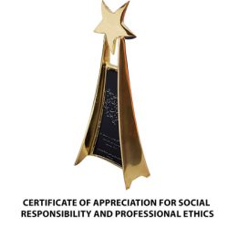 Certificate of appreciation for social responsibility and professional ethics